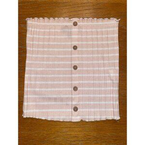 Striped Pink & White Button-Down Tube Top